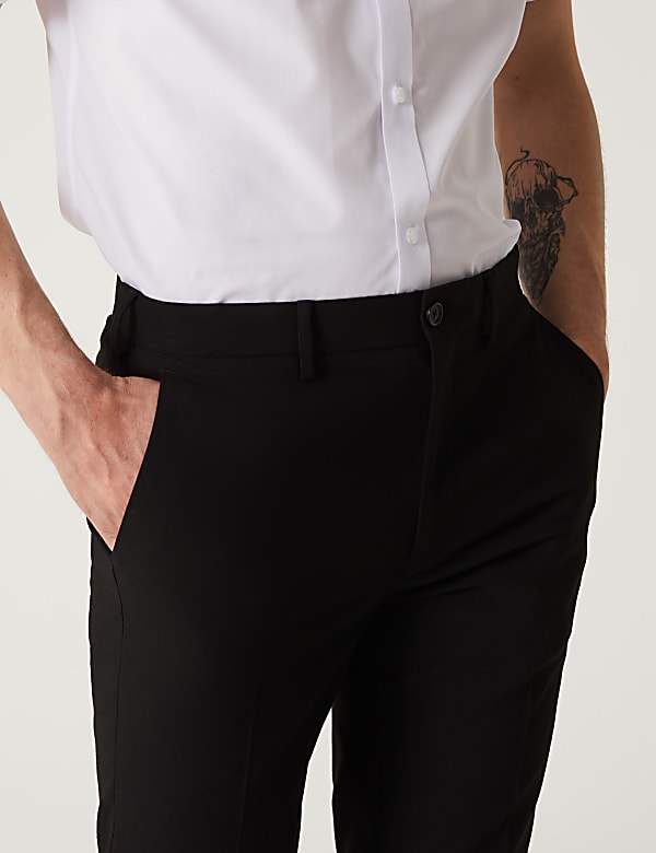 Tailored Fit Flat Front Stretch Trousers