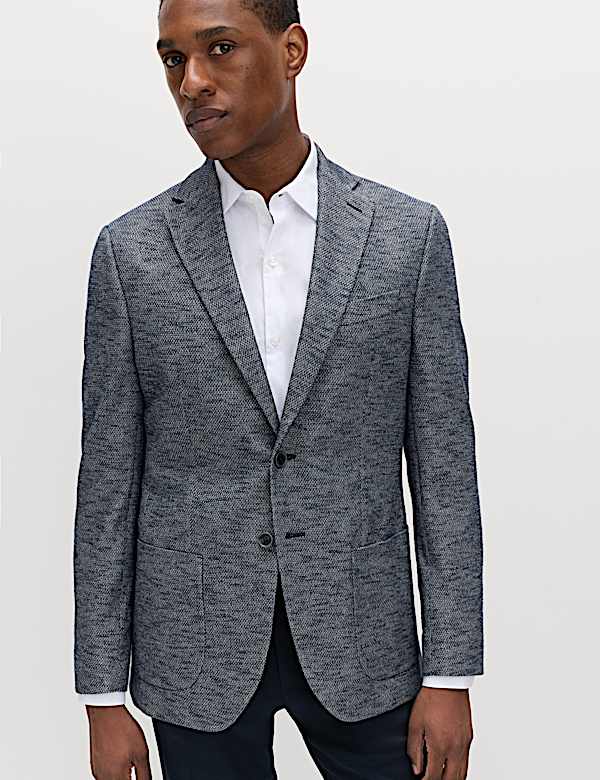 Tailored Fit Textured Stretch Blazer - CZ