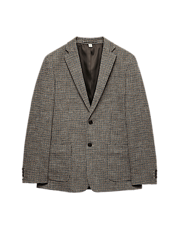 Regular Fit Cotton Blend Check Blazer