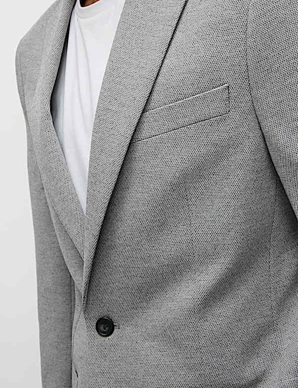 Tailored Fit Jersey Textured Blazer - CZ