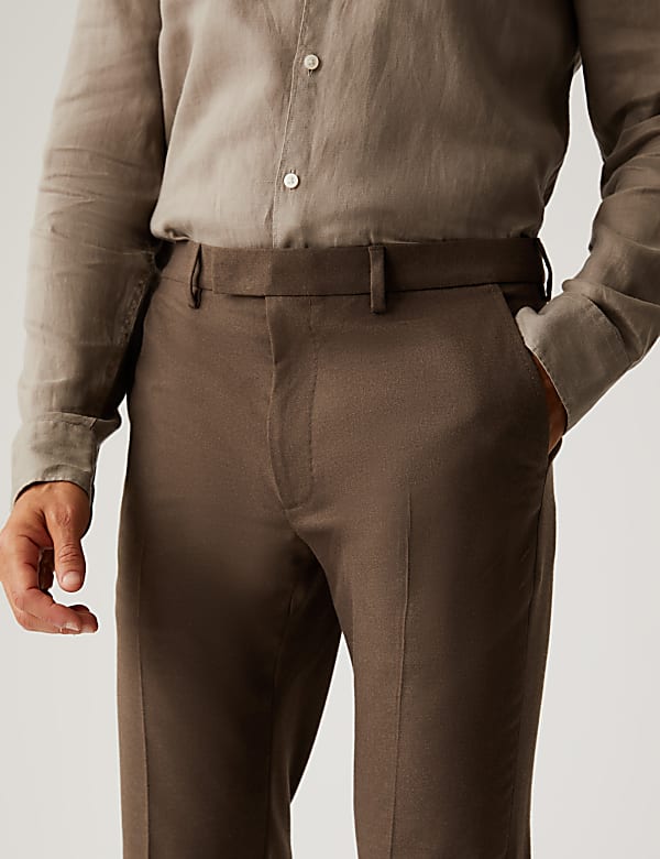 Tailored Fit Twill Flannel Stretch Trousers