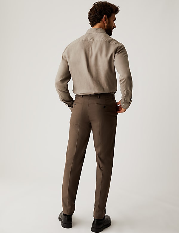 Tailored Fit Twill Flannel Stretch Trousers