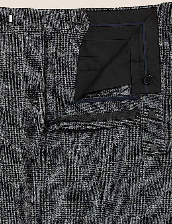 Tailored Fit Check Stretch Trousers - BE