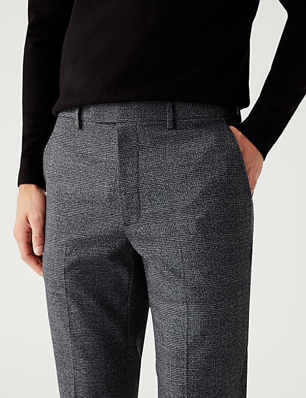 Tailored Fit Check Stretch Trousers - BE