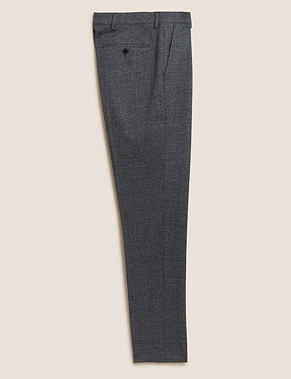 Tailored Fit Check Stretch Trousers - BE