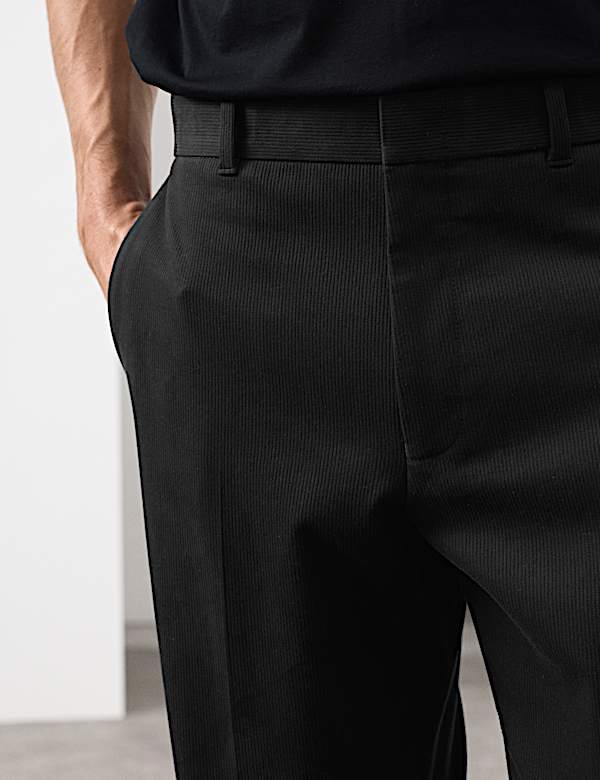 Straight Fit Bedford Cord Smart Trousers - PT