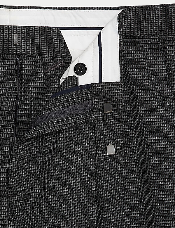 Textured Checked Stretch Trousers