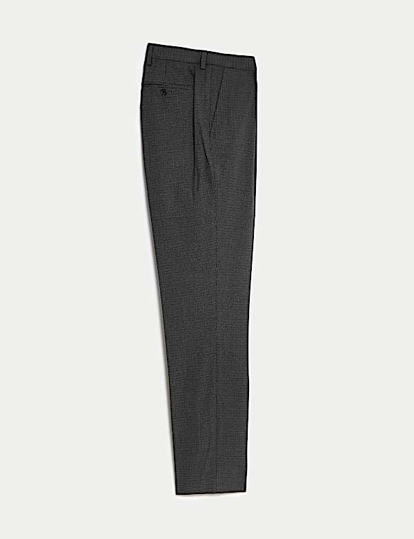 Textured Checked Stretch Trousers - ID