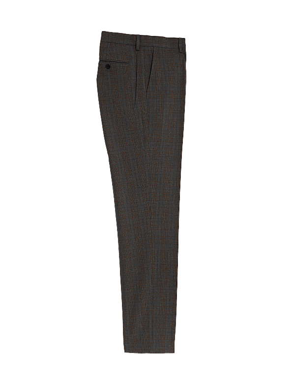 Textured Checked Stretch Trousers