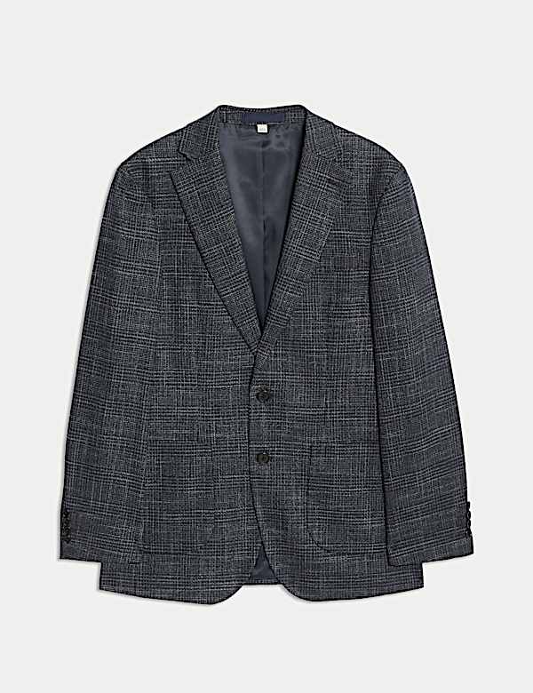 Tailored Fit Textured Check Stretch Blazer - CY