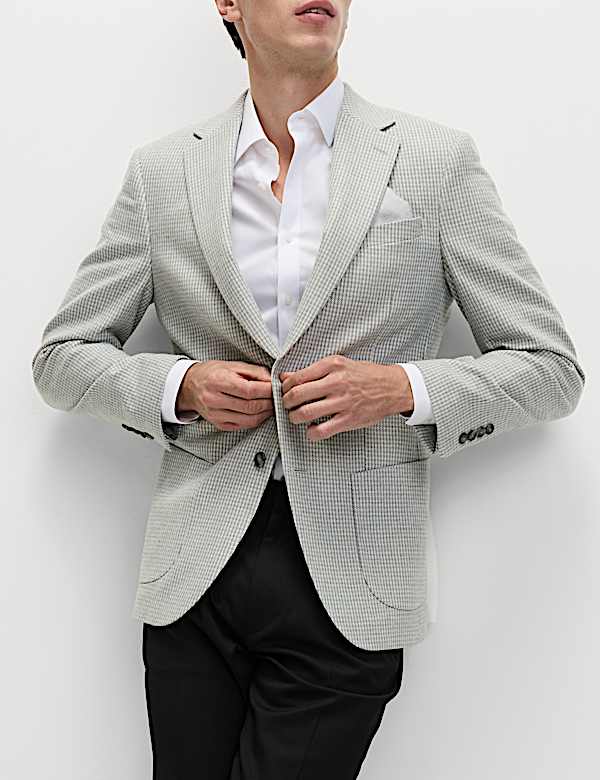 Tailored Fit Puppytooth Stretch Blazer - DE
