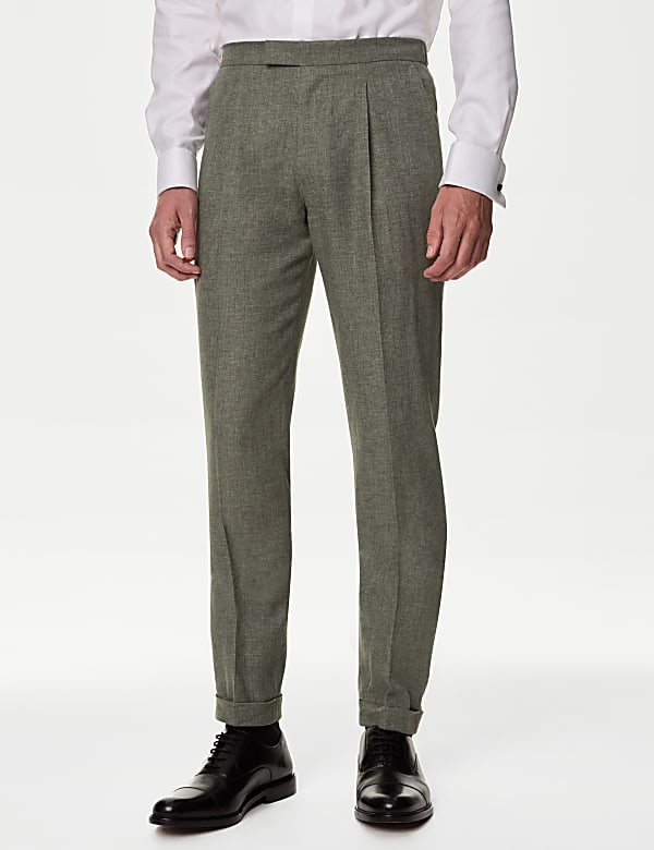 Linen Rich Single Pleat Elasticated Trousers - CY
