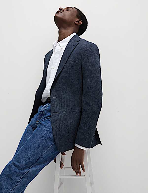Tailored Fit Cotton Rich Puppytooth Blazer