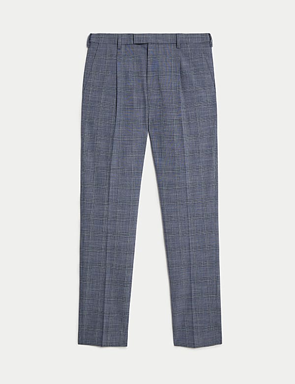 Single Pleat Checked Stretch Trousers - PT