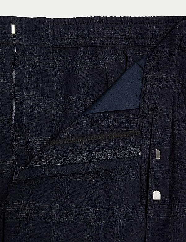 Check Single Pleat Elasticated Trousers