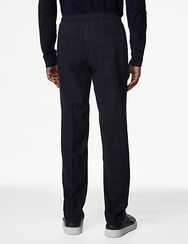 Check Single Pleat Elasticated Trousers