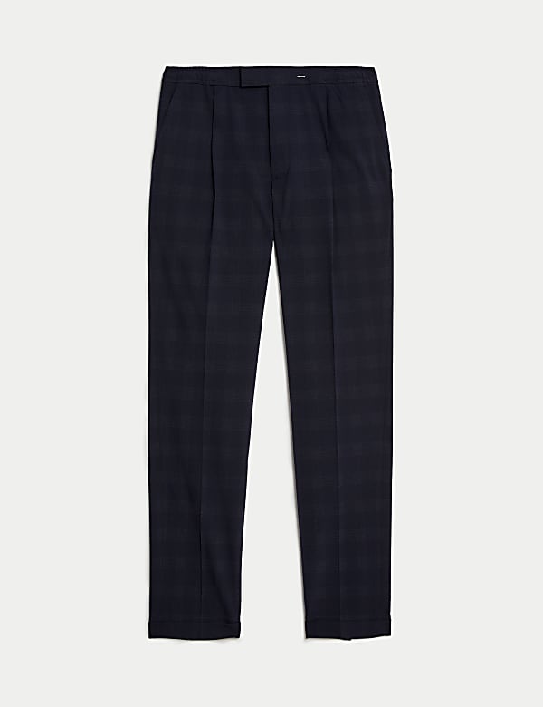 Check Single Pleat Elasticated Trousers