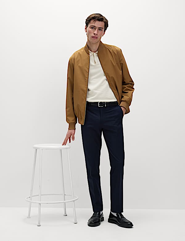 Tailored Fit Flat Front Check Trousers - AT
