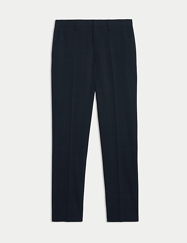 Tailored Fit Flat Front Check Trousers - AT