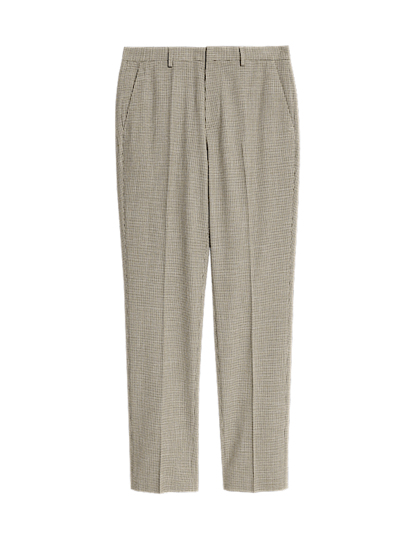 Tailored Fit Puppytooth Flat Front Trousers