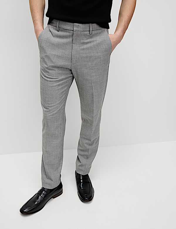 Tailored Fit Puppytooth Flat Front Trousers - IL