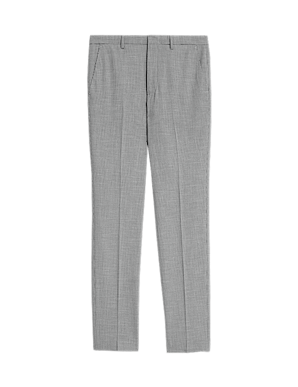 Tailored Fit Puppytooth Flat Front Trousers