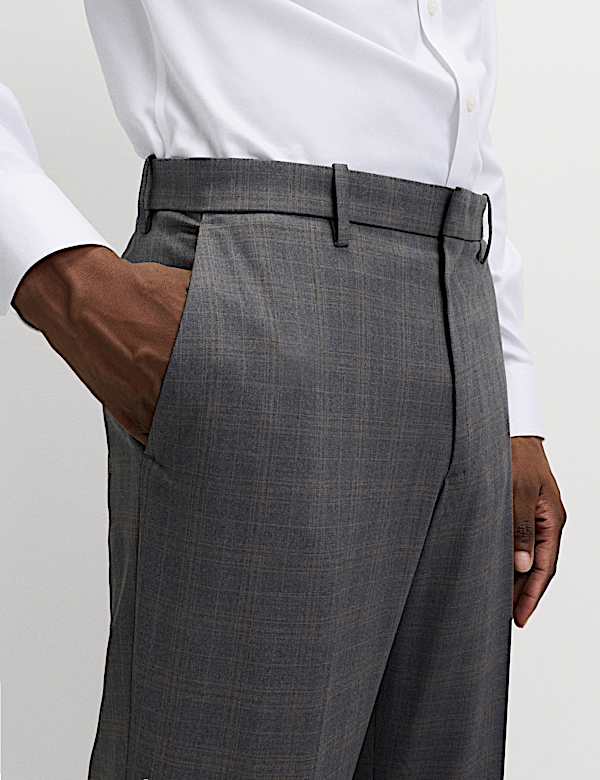 Tailored Fit Check Suit Trousers - NL