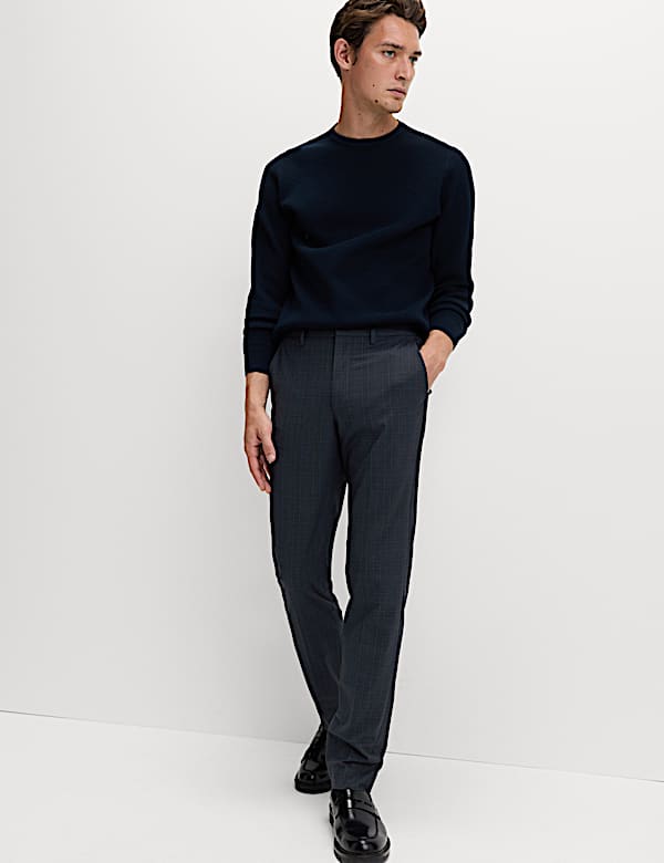Tailored Fit Checked Trousers