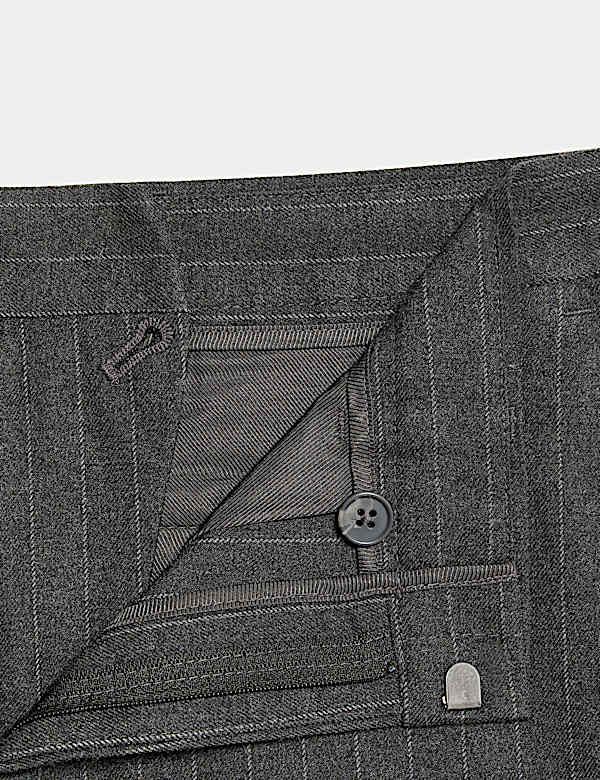 מכנסיים בגזרה נינוחה עם פסים דקים וחלק קדמי שטוח - IL