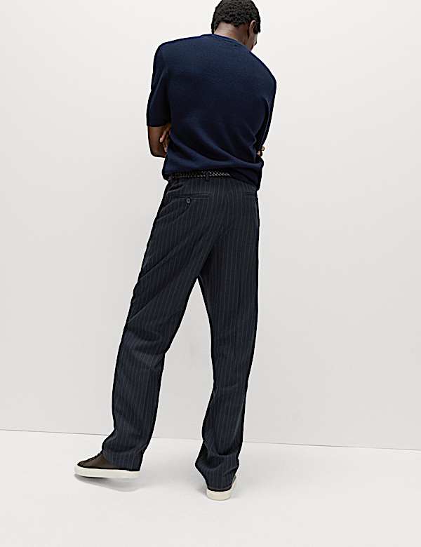 Pantalones de raya diplom&aacute;tica holgados sin pinzas - US