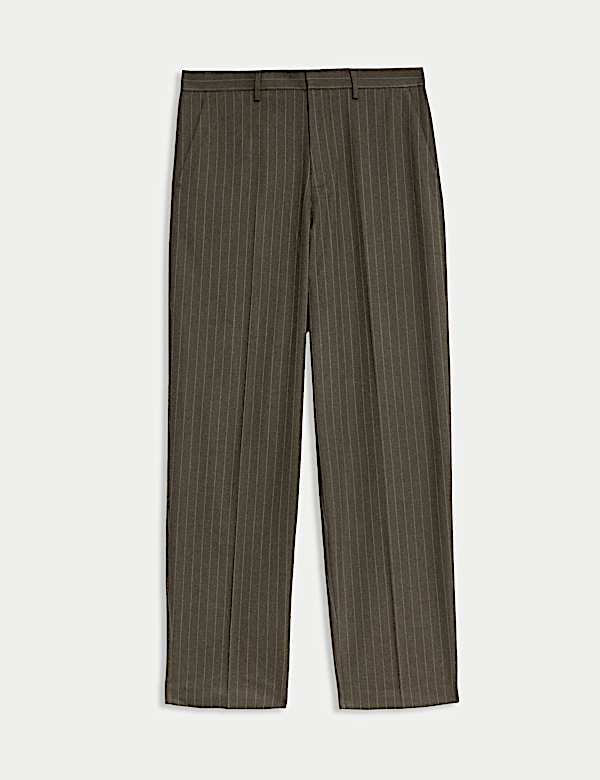 Relaxed Fit Pinstripe Flat Front Trousers - US