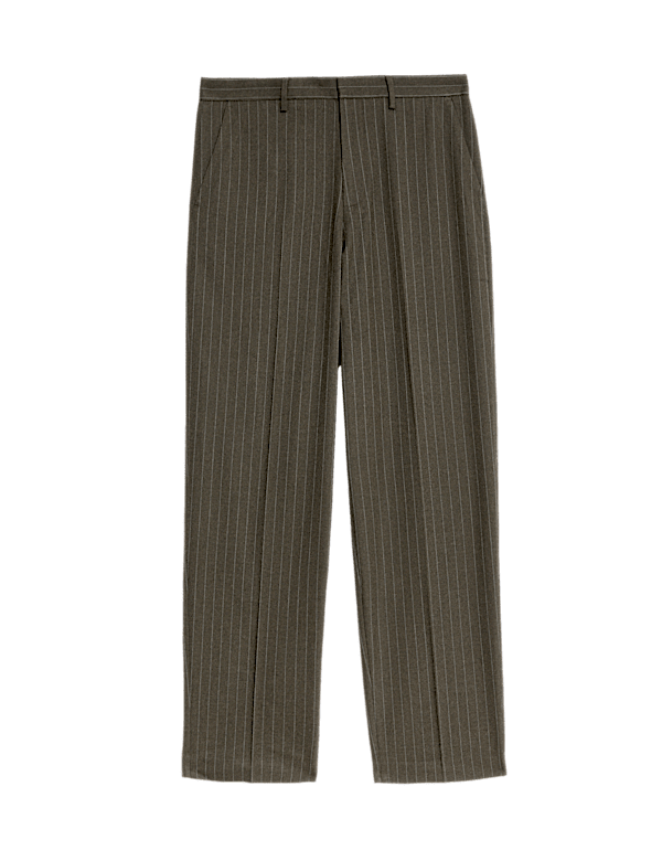 Relaxed Fit Pinstripe Flat Front Trousers