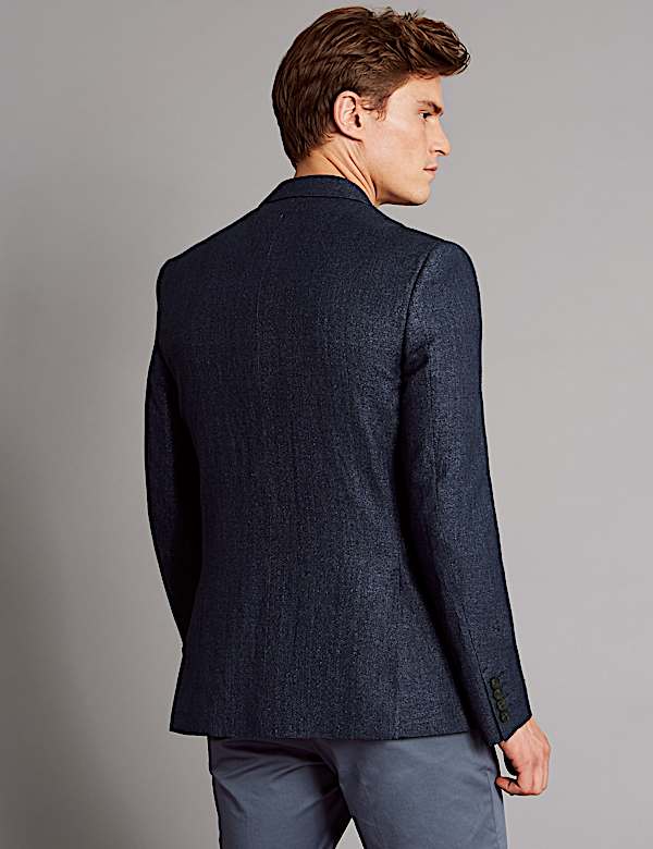 Linen Rich Tailored Fit Textured Jacket