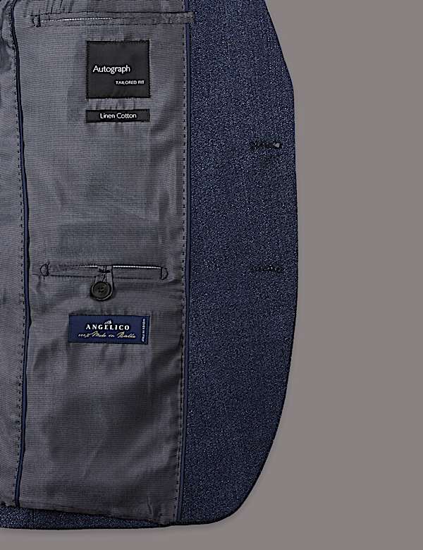 Linen Rich Tailored Fit Textured Jacket