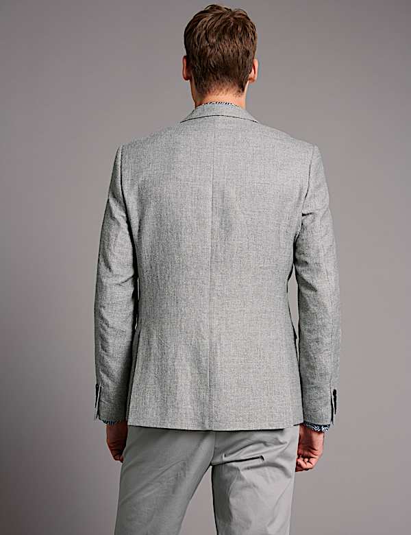 Linen Rich Tailored Fit Textured Jacket
