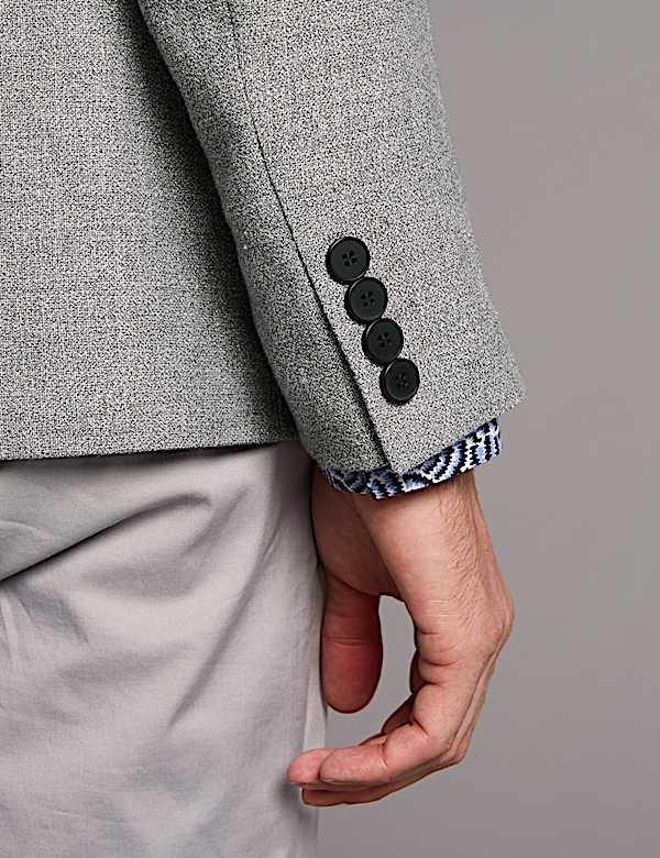 Linen Rich Tailored Fit Textured Jacket
