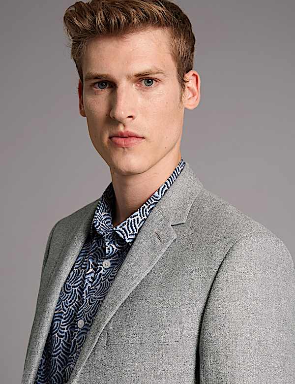 Linen Rich Tailored Fit Textured Jacket