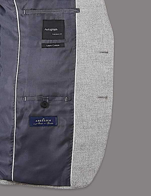Linen Rich Tailored Fit Textured Jacket