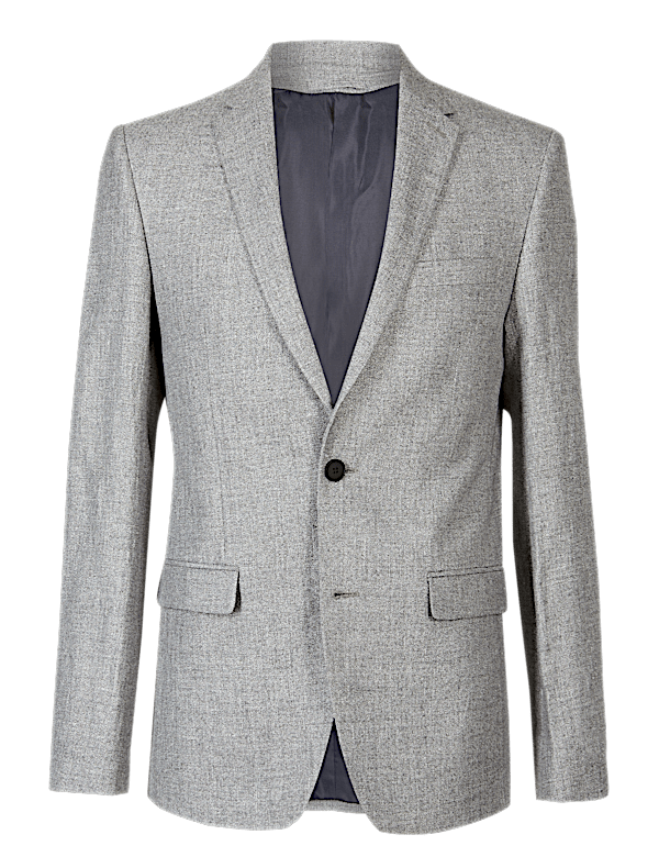 Linen Rich Tailored Fit Textured Jacket