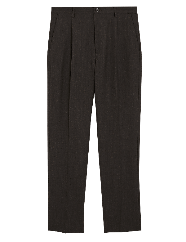 Regular Fit Wool Flat Front Trousers