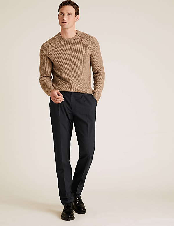 Buy Regular Fit Wool Flat Front Trousers at Marks & Spencer Buy Regular Fit Wool Flat Front Trousers at Marks & Spencer