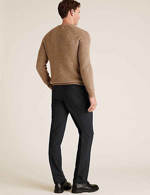 Regular Fit Wool Flat Front Trousers