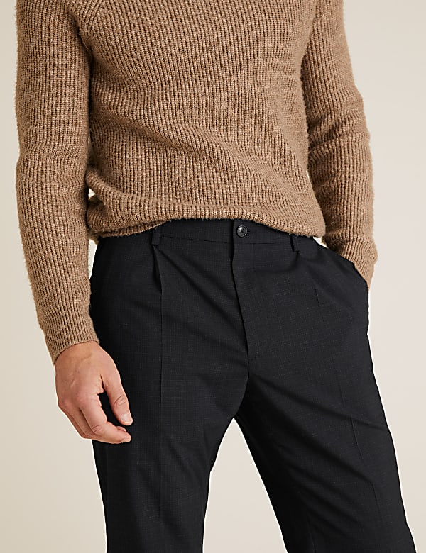 Regular Fit Wool Flat Front Trousers