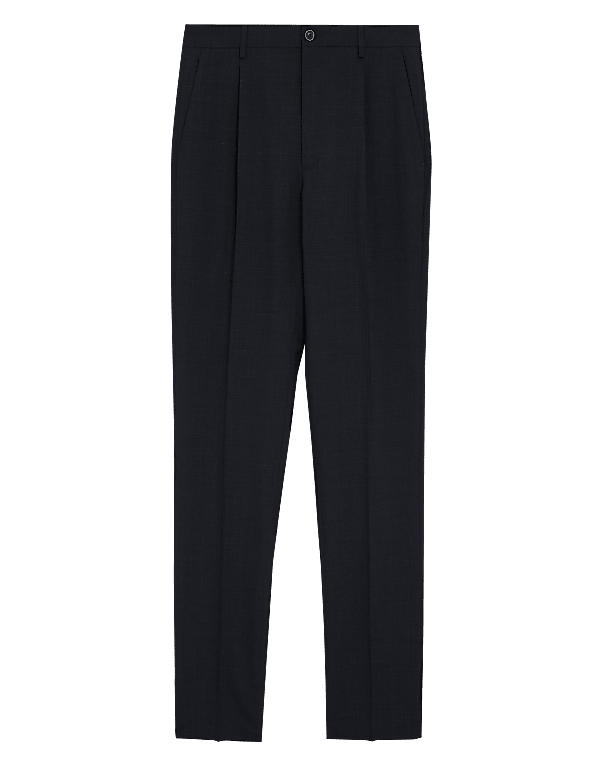 Regular Fit Wool Flat Front Trousers