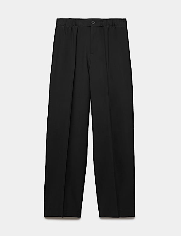 Relaxed Fit Wool Blend Stretch Trousers - CZ