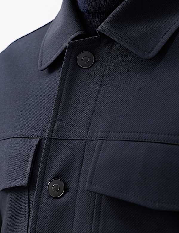 Textured Technical Twill Trucker Jacket