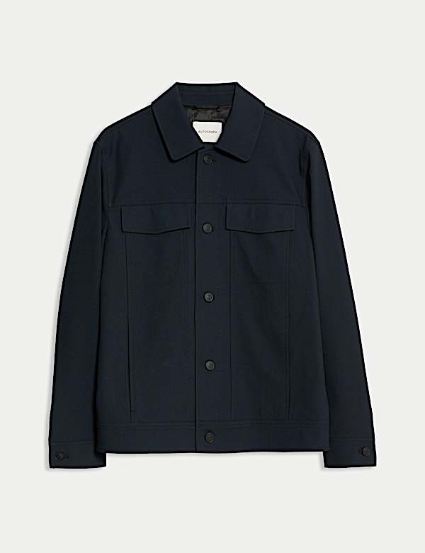 Textured Technical Twill Trucker Jacket