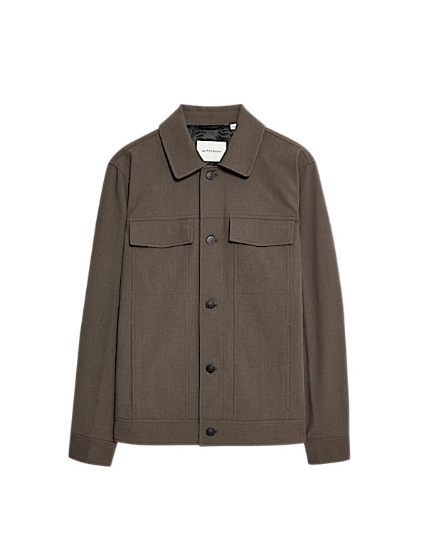 Textured Technical Twill Trucker Jacket