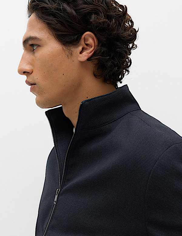 Regular Fit Pindot Funnel Neck Suit Jacket - MV