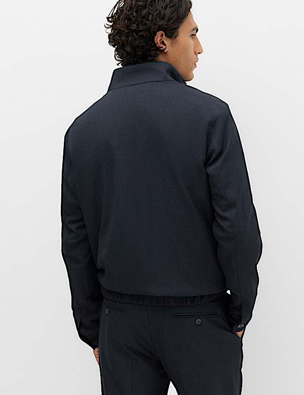 Regular Fit Pindot Funnel Neck Suit Jacket - MV